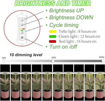 yadoker Plant Grow Light, LED Growing Light Full Spectrum for Indoor Plants,Height Adjustable, Automatic Timer, 5V Low Safe Voltage,Idea for Small Plant Light