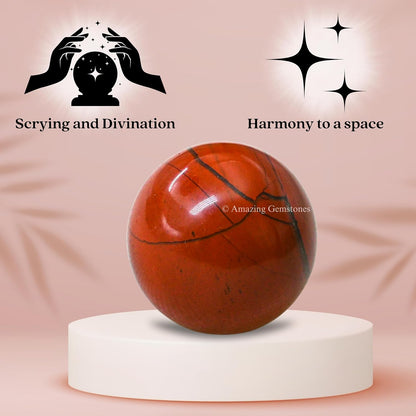 Amazing Gemstone Red Jasper Crystal Ball - 1 Inches Crystal Sphere Meditation Balls for Witchcraft and Decorative Balls - Crystals and Healing Stones Beginners Gift (Pack of 1)