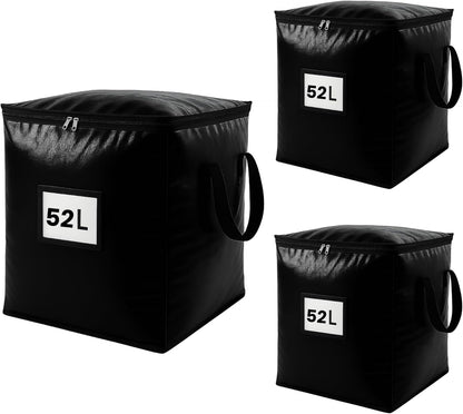 3 Pack 52L Storage Bags for Clothes, Moving Bags Heavy Duty Extra Large with Reinforced Handle, Storage Containers for Organizing Bedding, Blanket, Sheets, Pillows, Toys, Christmas Decorations