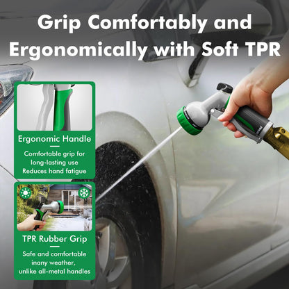 RESTMO Garden Hose Nozzle, Heavy Duty Metal Water Hose Nozzle with 7 Adjustable Spray Patterns
