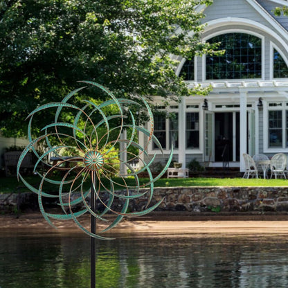 VEWOGARDEN Large Wind Spinners for Yard and Garden, Waterproof Metal Doubles Wind Spinners Outdoor Decor, Wind Sculptures & Spinners with Stakes (23" W * 80" H)