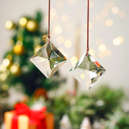 HDCRYSTALGIFTS 2PCS 50mm Clear Crystal Sun Catcher Prisms, Hanging Suncatchers with Glass Prism, Rainbow Maker for Windows, Balcony, Kitchen, Garden Decoration