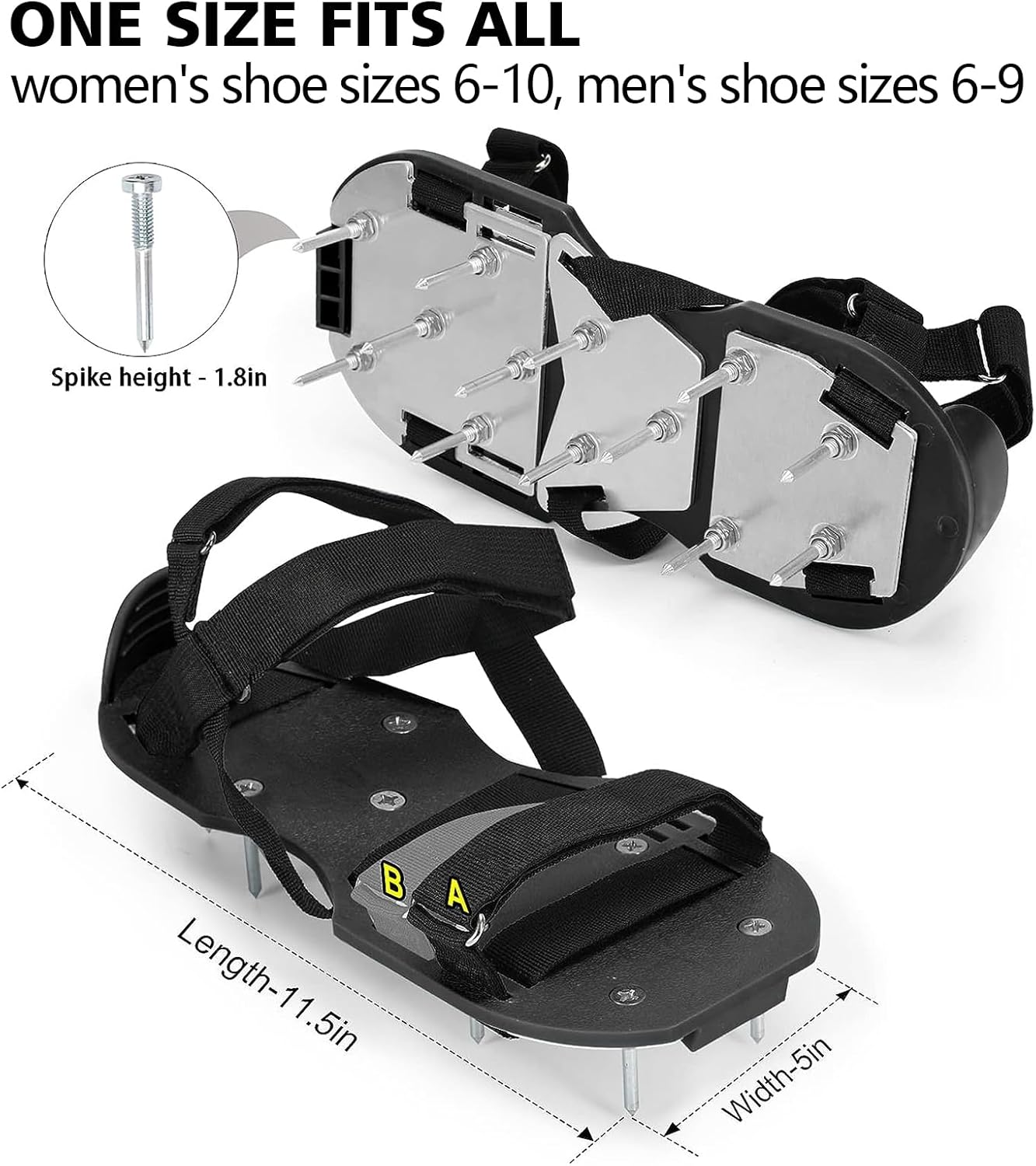 Lawn Aerator Shoes for Grass - Pre-Assembled Grass Aerator Shoes for Lawn - Soil Yard Aerator Tool for Aerating Patio Garden, Black