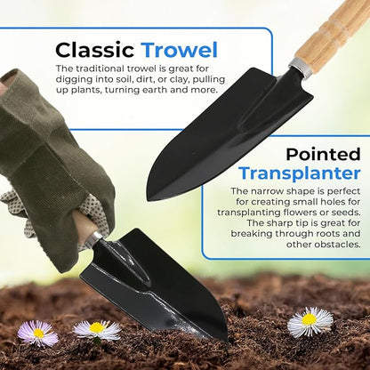 scuddles Gardening Tools for Women Stainless Steel Gardening Tools - Gardening Kit Garden Tools for Women Includes Shovel Trowel Fork Rake Gardening Gloves Perfect Gardening Gifts