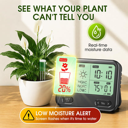 Soil Moisture Meter for Plants,4-in-1 Wireless Soil Tester,Soil Thermometer/Moisture/Sunlight