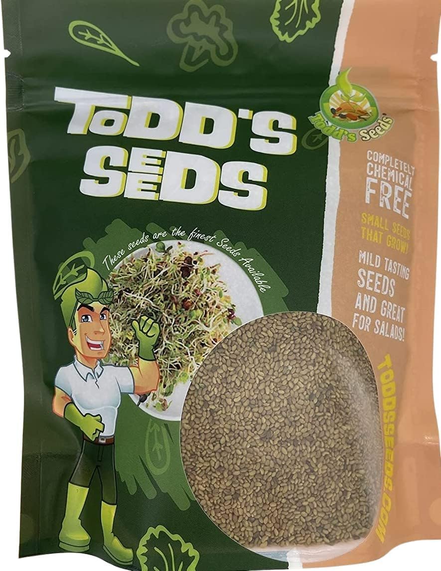 Todd's Seeds Broccoli and Friends Sprouting Seed Mix: Broccoli, Crimson Clover, Red Radish, Alfalfa, Non-GMO, Chemical Free, High Germination (1/4 Pound)