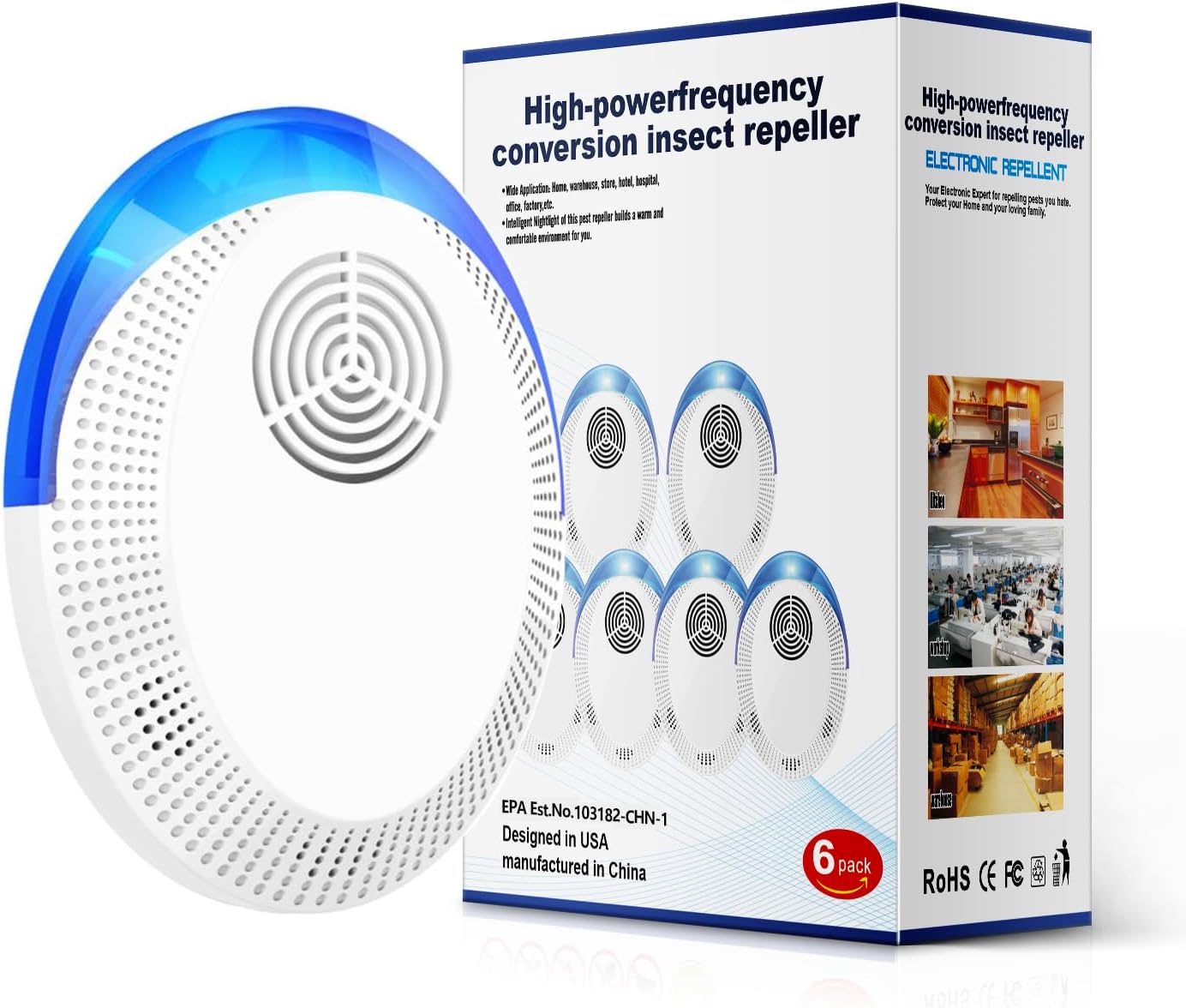 MITXPC Ultrasonic Pest Device Repeller Indoor Pest Deterrent Repellent Ultrasonic Plug in, Pest Control for Spiders, Roaches, Insects (6 Pack)