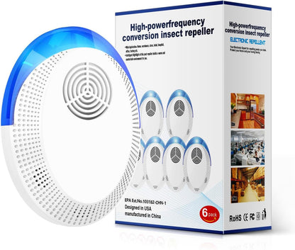 MITXPC Ultrasonic Pest Device Repeller Indoor Pest Deterrent Repellent Ultrasonic Plug in, Pest Control for Spiders, Roaches, Insects (6 Pack)
