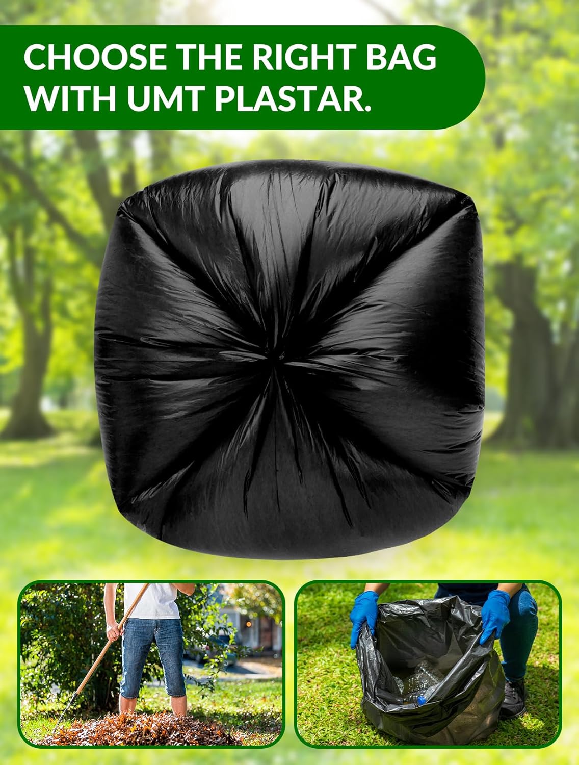 150 Count Heavy Duty Black Trash Bags, 40-45 Gallon, 38x46 Inches, 20 Micron Thick Large Garbage Bags