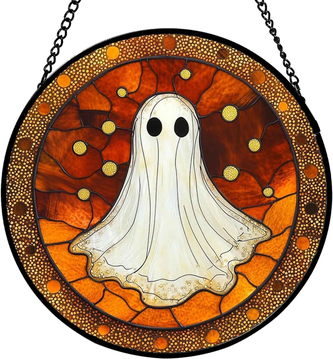 6.3 Inch Stained Glass Window Hanging, Stained Glass Suncatcher with Metal Chain, Handmade Sun Catcher Decoration for Window Garden Home Christmas & Birthday Gifts Holloween Gifts