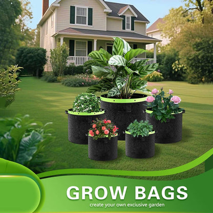 Grow Bags 6 Pack 2MM 400G More Heavy Duty Thickened Nonwoven Garden Plant Fabric Pots (Black, 2 Gallon)