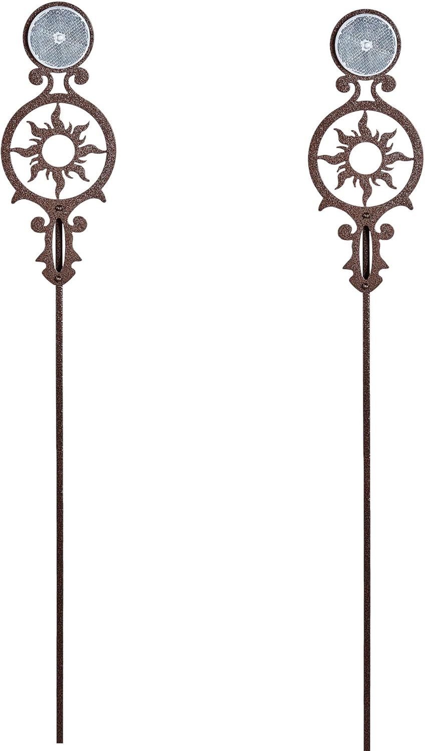 Touch of Class Pathways Reflective Driveway Marker Stake Set of Two for Outdoor Use | Radiating Sun Design | Personalized Tall Reflector Set of 2 | Weathered Bronze Durable Finish