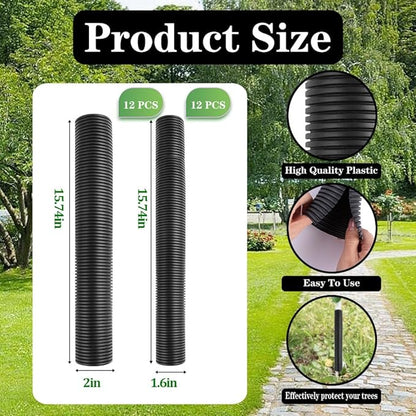 24 Pcs Tree Trunk Protector Guard, 2 Size Sapling Tree Protector from Deer, Tree Bark Protectors Guard Tube Wraps to Protect Bark, Sapling from Rodents, Mowers, Animals (15.7 x 2, 15.7 x 1.6)