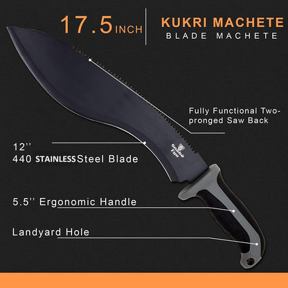 Snake Eye Machete with Heavy Duty Construction-Ergonomic Non-Slip Handle and Belt Sheath for Gardening, Land-Management, Bushcraft, Hunting and Outdoor