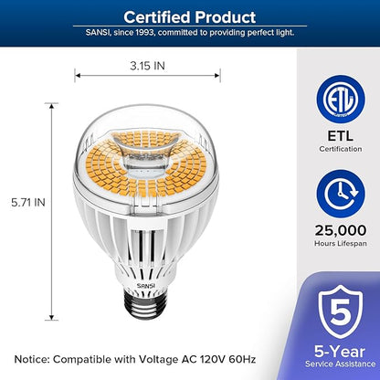 SANSI 350W Equivalent A21 LED Light Bulbs, 5500 Lumens 3000K Light Bulbs, Non-Dimmable E26 Bulb w/Ceramic Technology, 22.5 Years Lifetime, 36W Power Energy Saving LED Bulb for Home Workspace