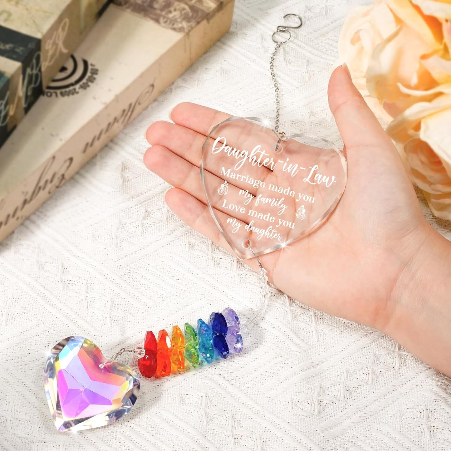 Daughter in Law Gifts, Birthday Wedding Gift - Crystal Suncatcher, Christmas, Anniversary Presents Gifts for Future Daughter- in-Law, Son Girlfriend from Mother, Mom, Mother in Law