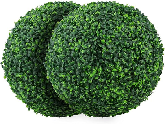 Sunnyglade 2 PCS 7 inch 4 Layers Artificial Plant Topiary Ball Faux Boxwood Decorative Balls for Backyard, Balcony,Garden, Wedding and Home Décor (7 inch)