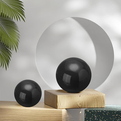 uxcell 2 Pcs Gazing Globe Decor Ball 2.5 Inch 63mm Reflective Garden Sphere Hollow Ball, Seamless Stainless Steel Gazing Ball, Smooth Mirror Globe for Garden Home Decor, Bright Black