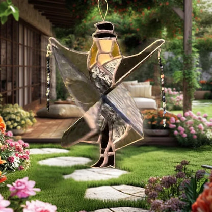 Dancing Lady Stained Glass Spinner, Stained Glass Suncatcher Decor, Decorative Wind Spinner for Window, Garden, Porch, Home Decoration (2PCS)