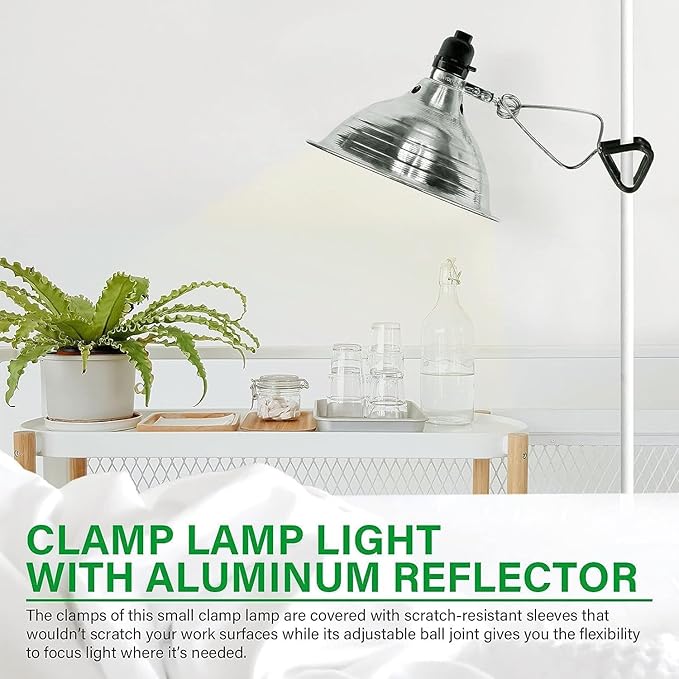 Simple Deluxe Clamp Lamp Light 150 Watt with 8.5 Inch Aluminum Reflector (no Bulb Included), 6 Feet Cord, 1 Pack, Black