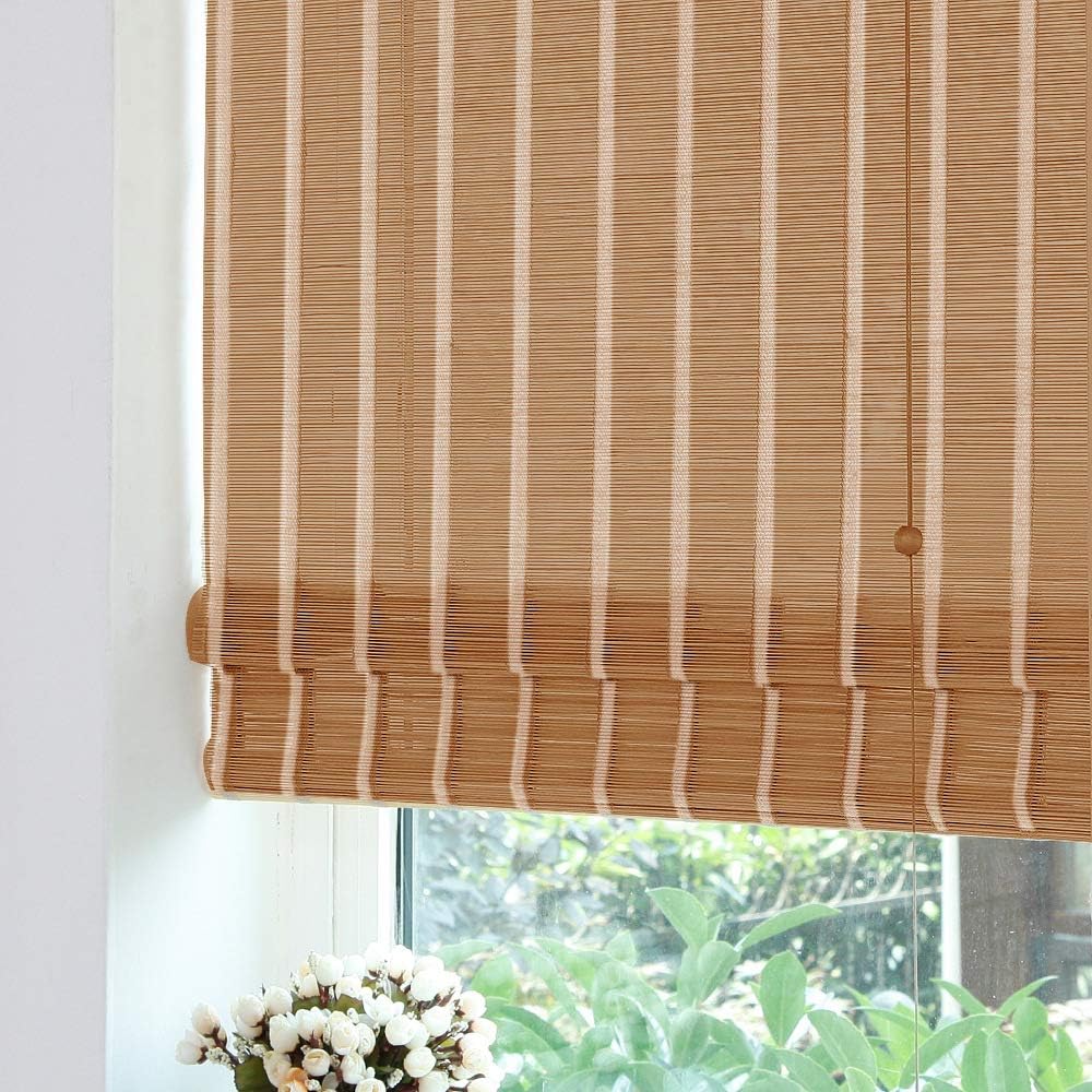 LETAU Wood Window Roman Shades, Bamboo Light Filtering Window Blinds for Indoor Home, Office, Kitchen, Pattern 3