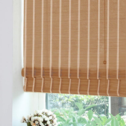 LETAU Wood Window Roman Shades, Bamboo Light Filtering Window Blinds for Indoor Home, Office, Kitchen, Pattern 3