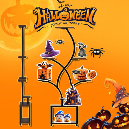 Halloween Plant Stand with Grow Lights, 8-Tiered Metal Shelf for Spooky Home Decor, Display for Pumpkins & Eerie Plants, Create an Eerie Ambiance for Patio & Indoor