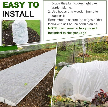 6.5x33 FT Plant Covers Freeze Protection, 1.2oz Frost Cloth Floating Row Cover for Outdoor Plants, Winter Garden Frost Blanket for Vegetables, Flowers, Shrubs, Trees