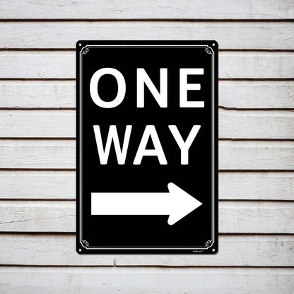 8x12" One Way" with Left Arrow - High-Intensity Aluminum Parking Lot Sign, Weatherproof & Fade-Resistant, Ideal for Outdoor & Indoor Use - Curbside Sign
