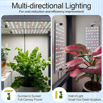 DOMMIA Grow Light, 20W Ultra-Thin Panel Grow Lights for Indoor Plants, High PPFD Full Spectrum, Dimmable, 6/12/16H Timer Auto on/Off, Suitable for Indoor Growing, Cold White 1-Pack