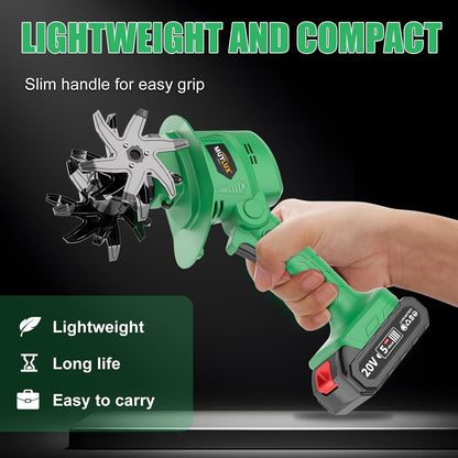 20V Cordless Tiller Cultivator for Gardening, Electric Garden Tiller with Only 1 x 2.0Ah Battery & Charger, Garden Rototiller for Lawn Gardening Soil Cultivation