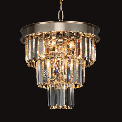 Crystal Chandeliers for Dining Room Light Fixtures Over Table，4-Lights Modern Champagne Gold Crystal Pendant Lighting Fixture，Small Chandeliers for Kitchen Island Bedroom Entryway D12 Inch