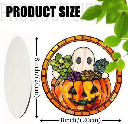 Halloween Pumpkin Ghost Acrylic Garden Cute Fall Suncatcher Decor Colorfu Glass for Wall Home, Garden, Housewarming Women Neighbor Thanksgiving Party Decor Gifts7.87inch