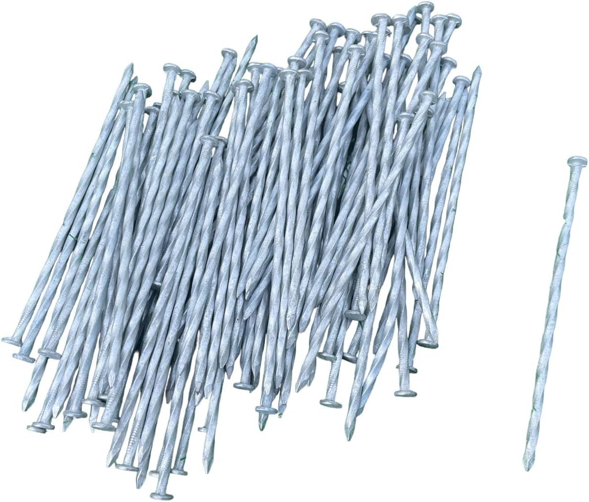 Sandbaggy 6 Inch Galvanized Artificial Turf Stakes - Spiral Landscape Nails - Ground Spikes/Pins for Synthetic Grass, Lawn, Edging, Weed Barrier Fabric, Garden (Steel (7 Gauge), 1000)