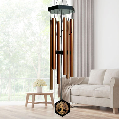 33" Tree of Life Wind Chimes | Warm Copper Memorial Windchime for Loss of Loved Ones, Sympathy Gift, Deep Tone & Weather-Resistant, Outdoor Decor Garden Decoration