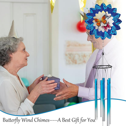 TUOKING Wind Chimes for Outside 3D Butterfly Wind Spinner Windchimes Outdoor Yard Hanging Decor for Garden Patio, Unique Gift for Mom,Women,Chimes Lovers