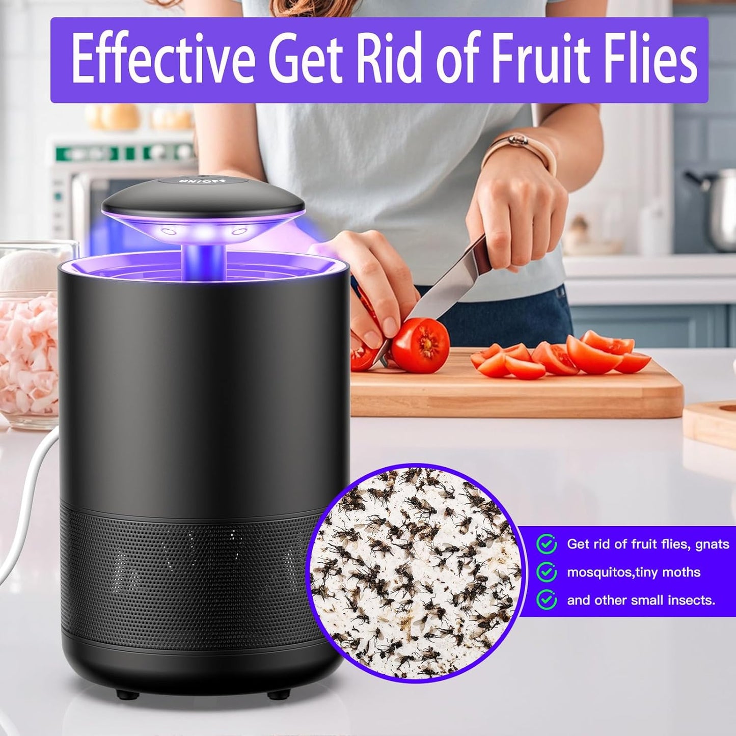 Bug Trap Indoor Outdoor Mosquito Fruit Fly Little Insect Trap UV Light Fan Trap Portable for Home Kitchen Bedroom Outdoor Garden Yard Camping (Acrylic, 1)