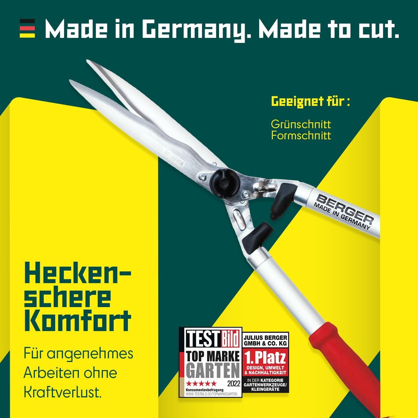 Berger hedge shear comfort 4595 with serrated blades and damper, length 57 cm