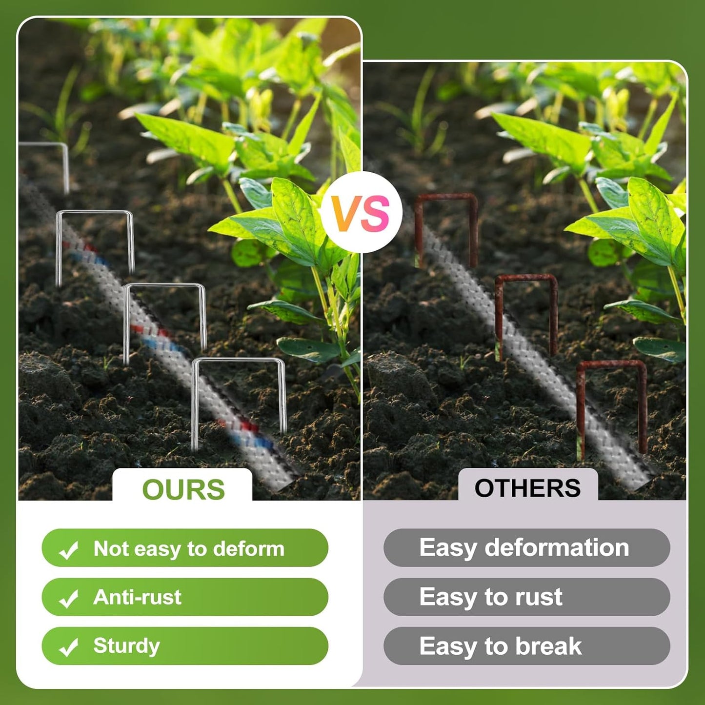 30 Pcs Galvanized Landscape Staples Metal Garden Stakes Heavy Duty for Ground Cover, U-Shaped Pins Yard Stakes Weed Barrier Fabric, Garden Hose, Drip Irrigation, 1 inch*(6+4 inch)