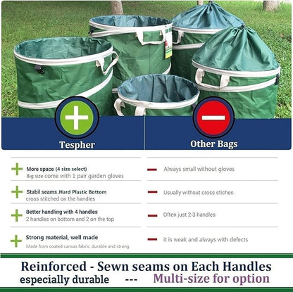 24-Gallon Collapsible Trash Can (19x21 in) Hard-Shell Bottom Yard Garden Bag for Yard Waste,Debris