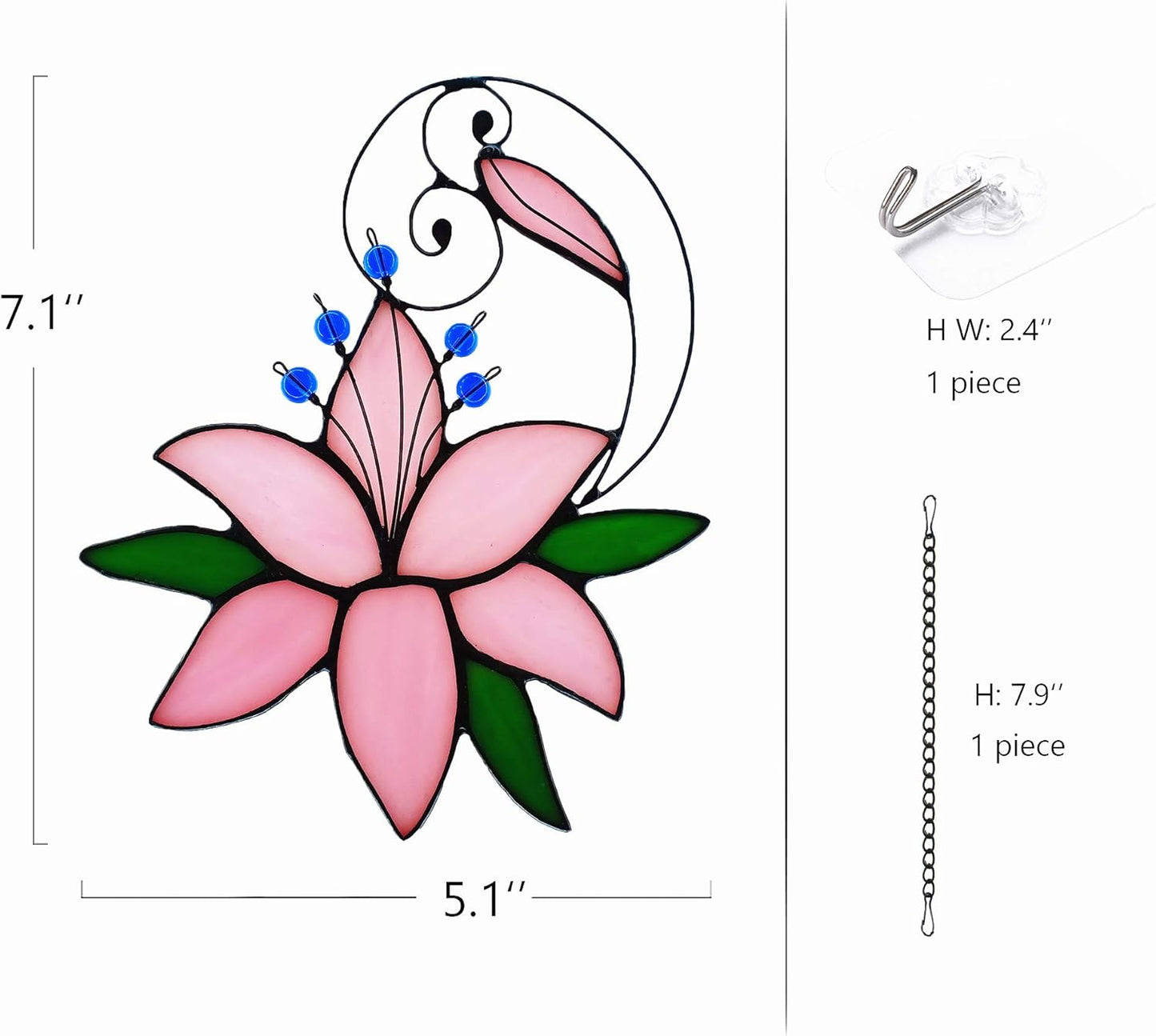 Lily Love Flower Gifts for Her Women, Mothers Day Anniversary Love Gift for Wife Girlfriend, Stained Glass Window Hanging Floral Suncatcher Gifts, Valentine Day Gift for Her