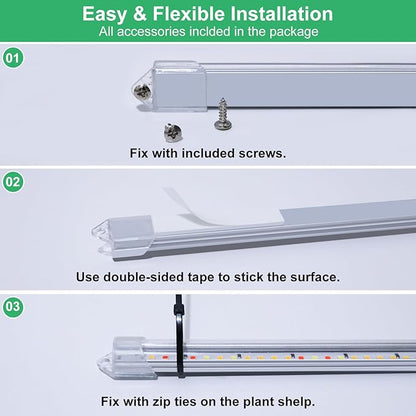 16" Plant Grow Light Strips, 120 LEDs Grow Lights for Indoor Plants Full Spectrum with 3/9/12H Timer & 10 Dimmable Levels, Sunlight Plant Growing lamp for Hydroponics Succulent 2 Heads