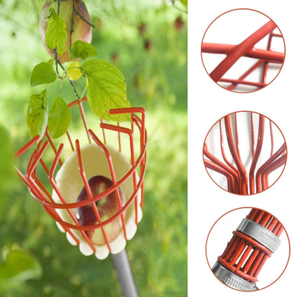 COCONUT Fruit Picker Tool, 5FT Fruit Picker with Basket Adjustable Long Handle, Easy to Assemble & Use Fruits Catcher Tree Picker for Getting Fruits - Ideal for Low & Medium Height Fruit Harvesting