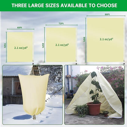 Frost Cloths for Outdoor Plants, 60" X 70" Plant Covers for Winter, 2 Packs Frost Blankets for Outdoor Plants, Frost Cover with Zipper Drawstring | Plant Covers Freeze Protection