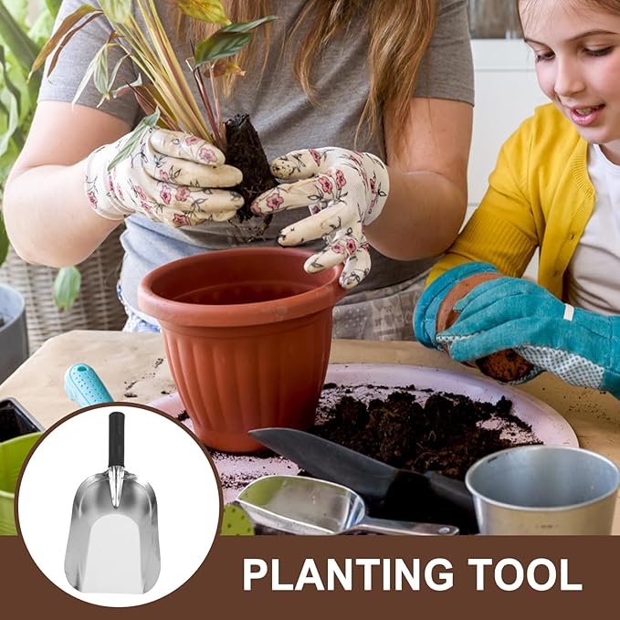Kisangel Stainless Steel Square Shovel Small Gardening Hand Shovel Garden Hand Trowel Gardening Hand Tools Gardening Shovel Gardening Digging Shovel Rural Small Shovel 201 Stainless Steel
