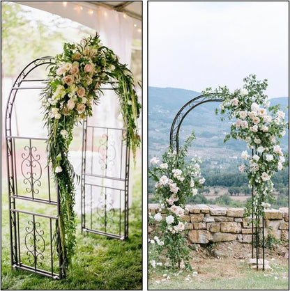 Teabelle Metal Garden Arbor Trellis, Black Arch for Climbing Plants, Wedding Outdoor Arch for Ceremony, Flowers and Plants Support Structure Stand for Lawn Patio Backyard Decoration