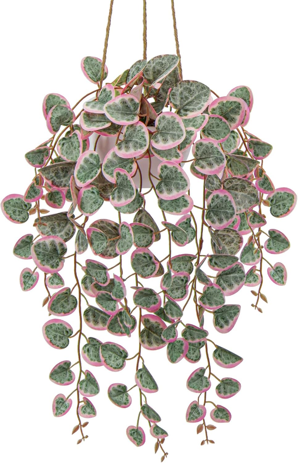Briful Artificial Hanging Plants with Pot - 17'' Fake String of Heart Plants Faux Greenery for Home, Office, Room, Garden, Balcony, Patio, Front Door Decor