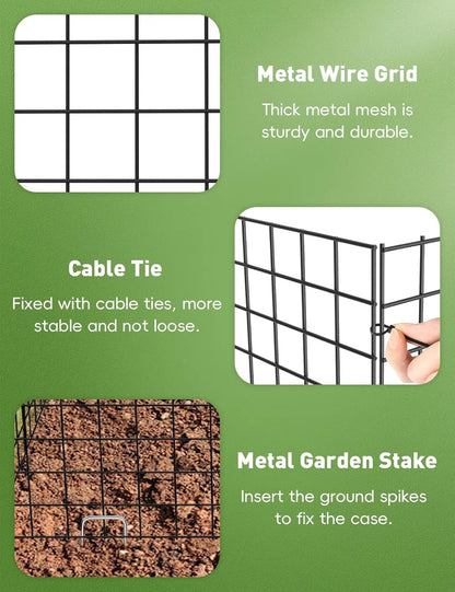 5 Pack Plant Protector from Animals, Square Metal Plant Cages Chicken Wire Cover Mesh Plant Cage, Garden Plant Protector for Plants Flower Vegetable to Keep Animals Out (12x12 in)