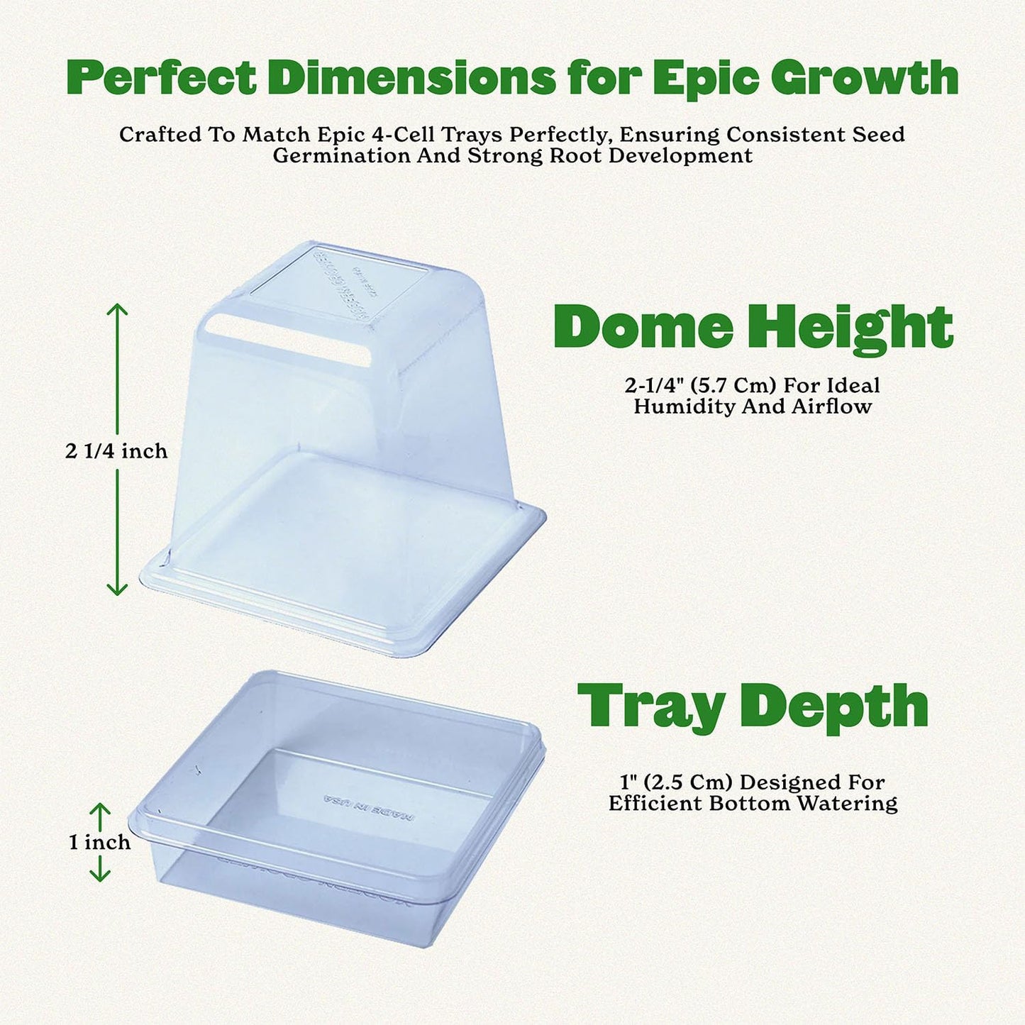 Epic Gardening Reusable Germination Domes & Trays - Easy Watering Seed Starting - Gardener Friendly Plant Trays for Seedlings | UV-Treated & BPA-Free (8)