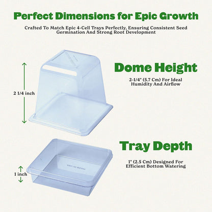 Epic Gardening Reusable Germination Domes & Trays - Easy Watering Seed Starting - Gardener Friendly Plant Trays for Seedlings | UV-Treated & BPA-Free (8)